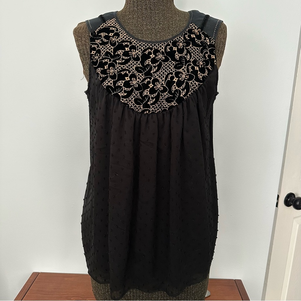 Chic Black Embroidered Women's Blouse